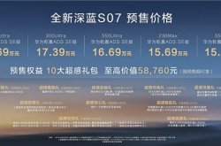 标配华为乾崑智驾ADS 4 SE！全新深蓝S07预售：15.69万起