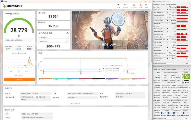 最高频率近3.3GHz！索泰RTX 5080 AMP EXTREME INFINITY评测：超频后与RTX 4090相去不远