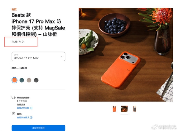 苹果推出iPhone 17系列斜挎挂绳 售价479元：还有749元的保护壳