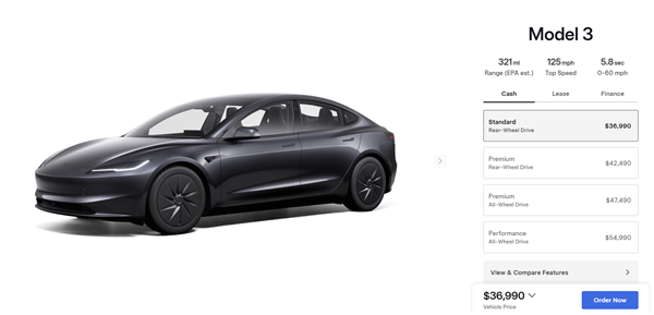 外观、配置全公布!特斯拉正式发布廉价版Model 3/Y 铁粉吐槽:价格太失望了