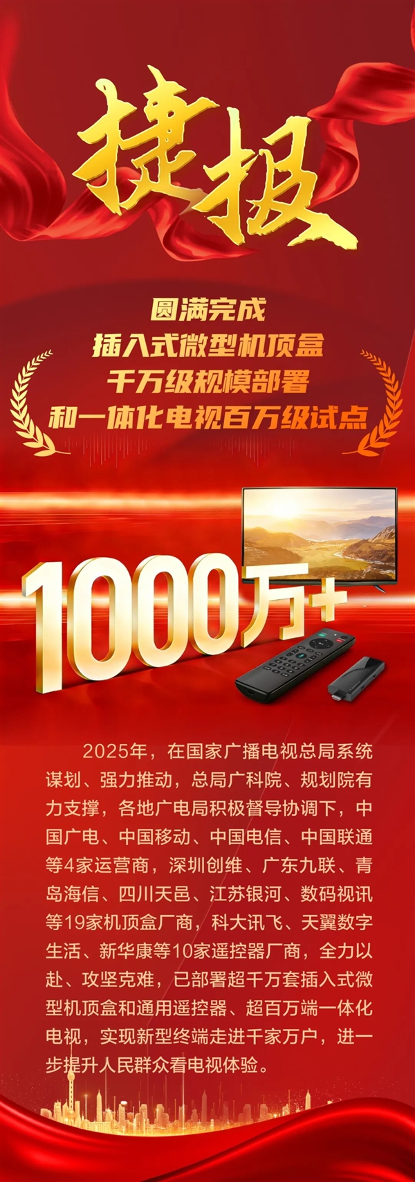 广电总局：圆满完成插入式微型机顶盒千万级部署和一体化电视百万级试点 微型机顶盒千万级 第2张