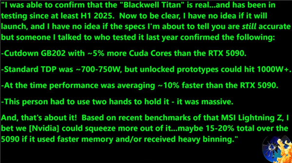 NVIDIA新卡皇RTX 5090 Ti再曝光：功耗直飙超700W！性能提升10% RTX Ti 第1张