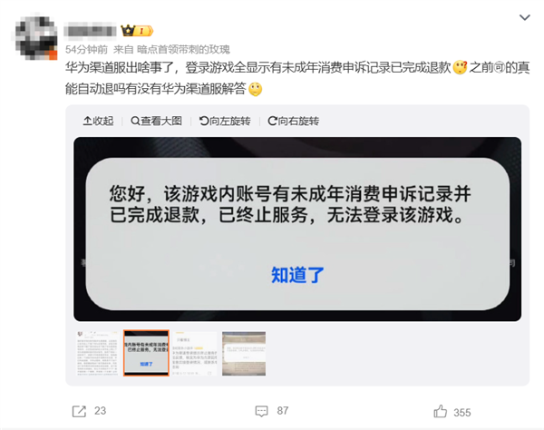 华为渠道服突发大规模封号！成年玩家无辜躺枪 客服回应：请重新登陆 华为渠道服突发大规模封号 第2张