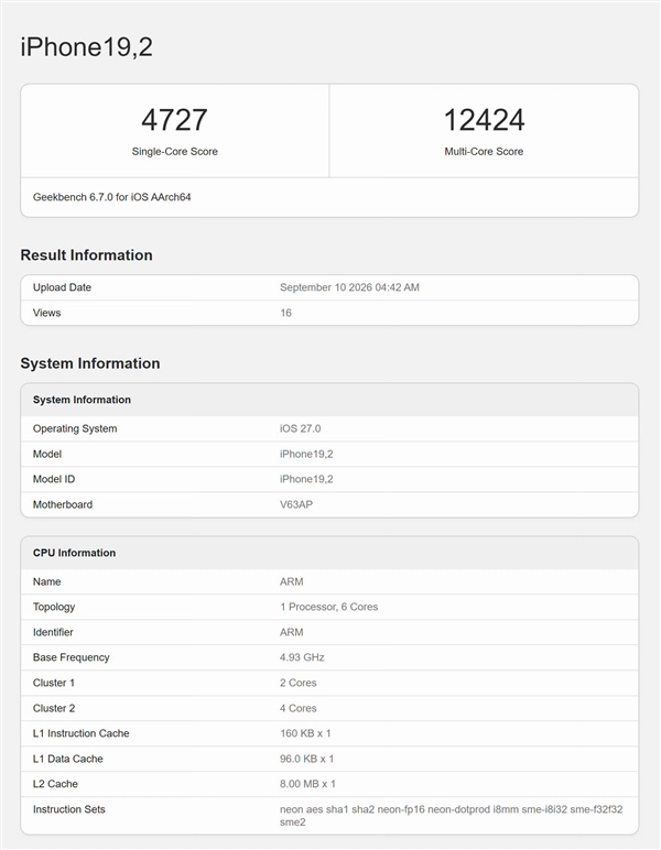 首发A20 Pro！iPhone 18 Pro Max跑分出炉：单核成绩突破4700分 性能无敌